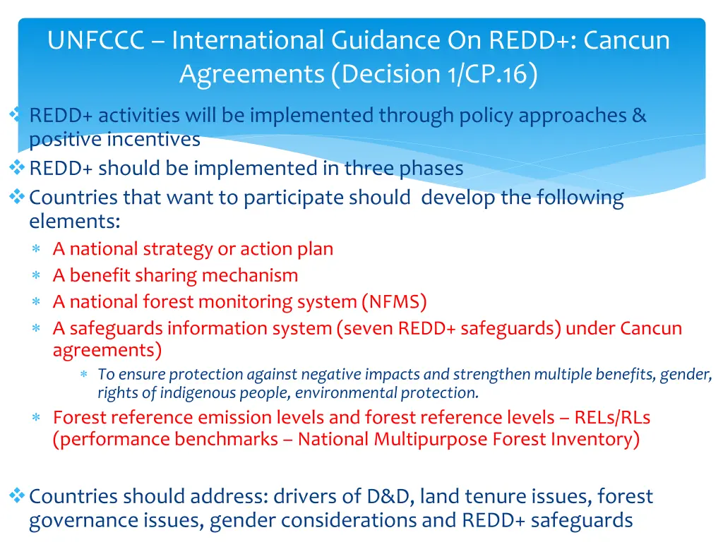 unfccc international guidance on redd cancun