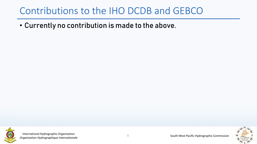 contributions to the iho dcdb and gebco