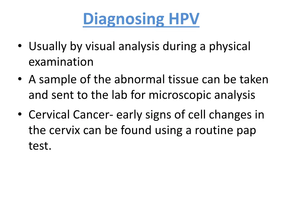 diagnosing hpv
