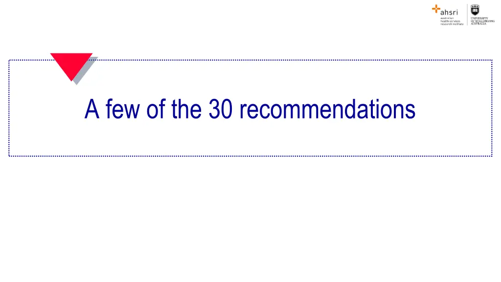a few of the 30 recommendations