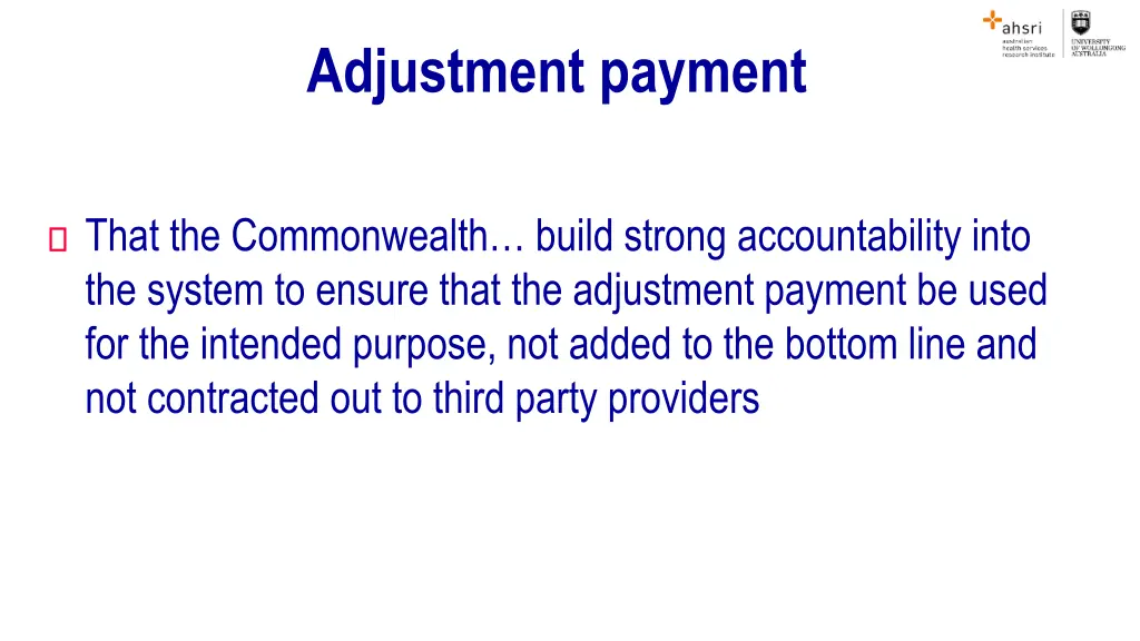 adjustment payment