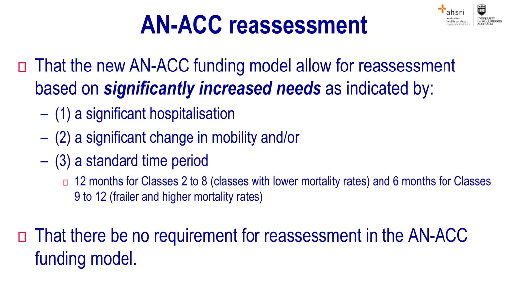 an acc reassessment