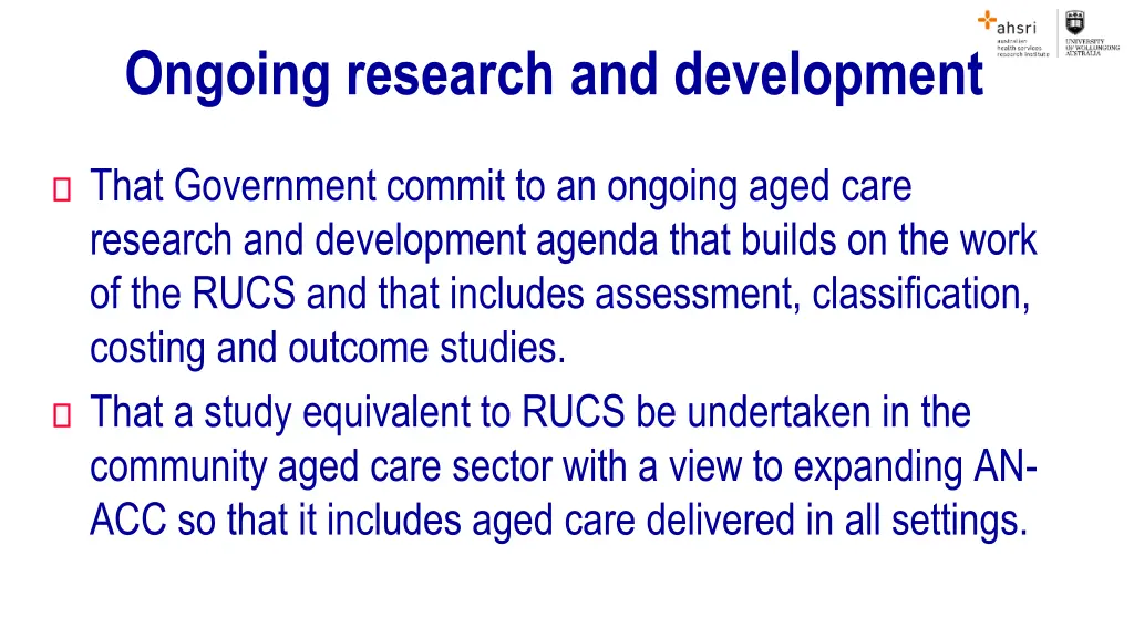 ongoing research and development