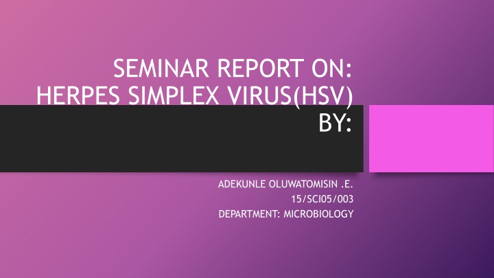 seminar report on herpes simplex virus hsv