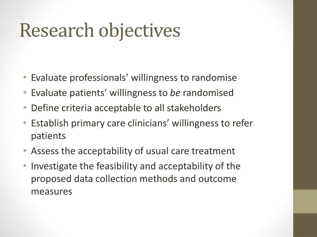 research objectives