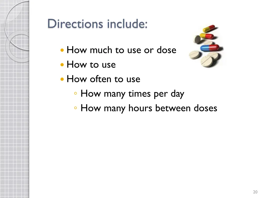 directions include