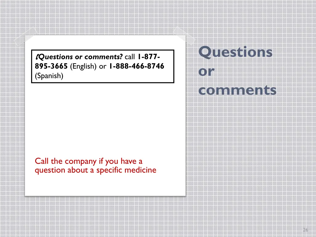 questions or comments