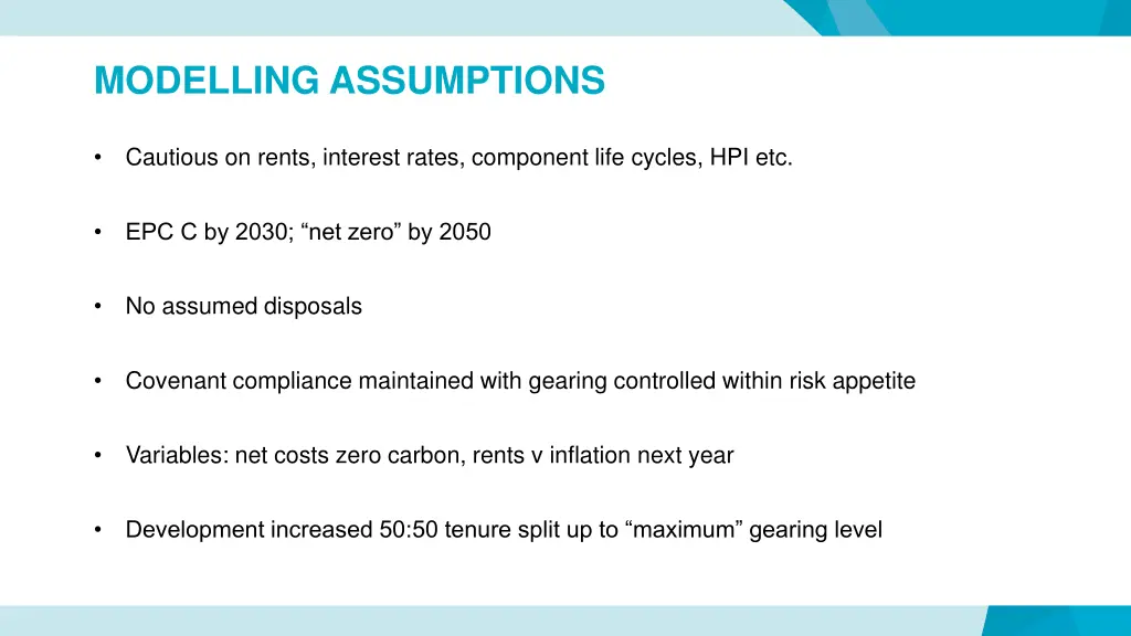 modelling assumptions