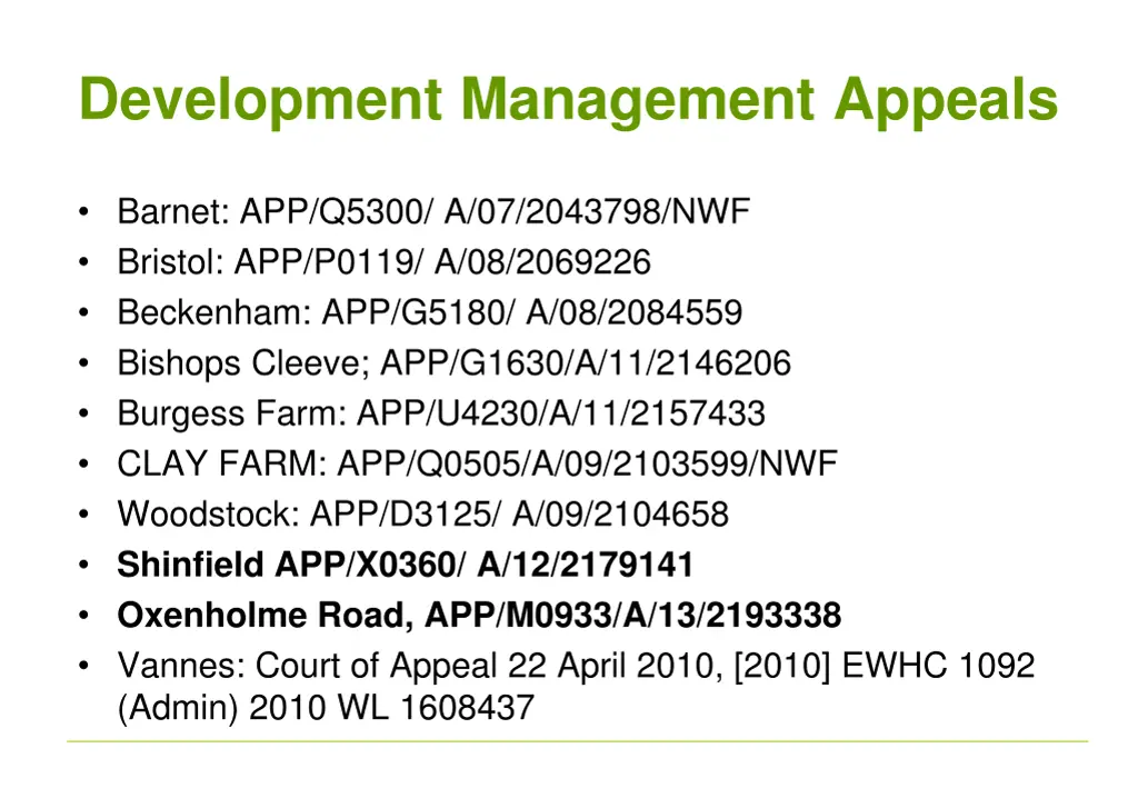 development management appeals