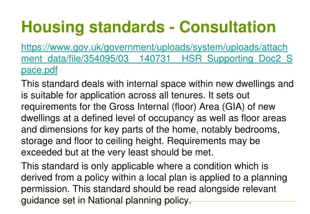 housing standards consultation