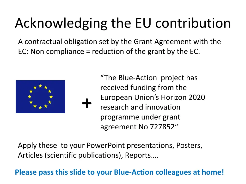 acknowledging the eu contribution