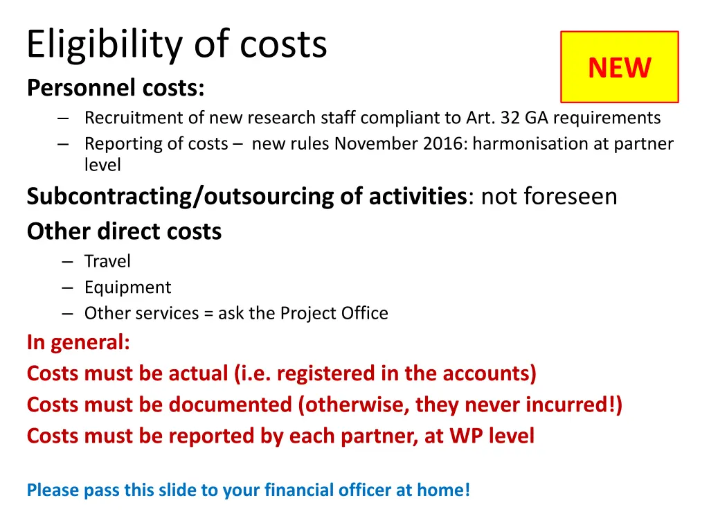 eligibility of costs personnel costs recruitment
