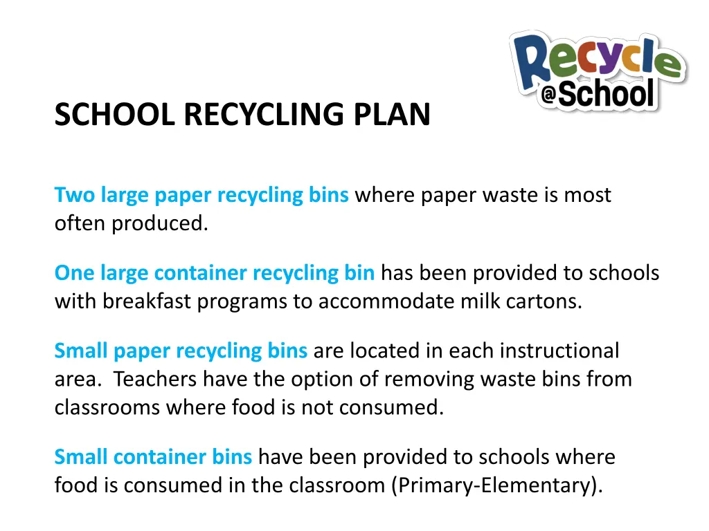 school recycling plan 2