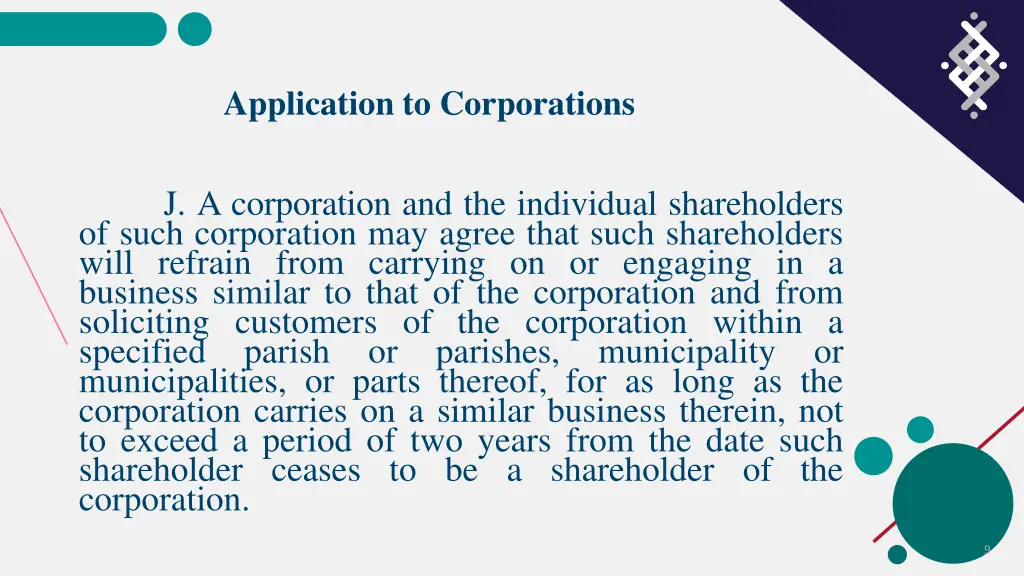 application to corporations