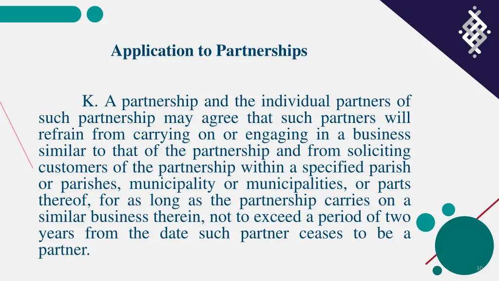 application to partnerships
