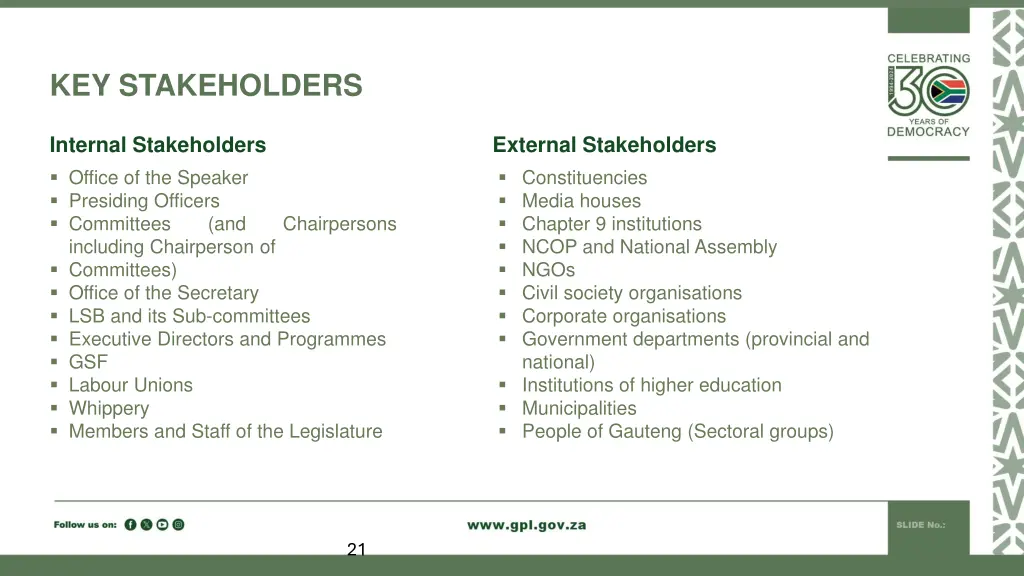 key stakeholders