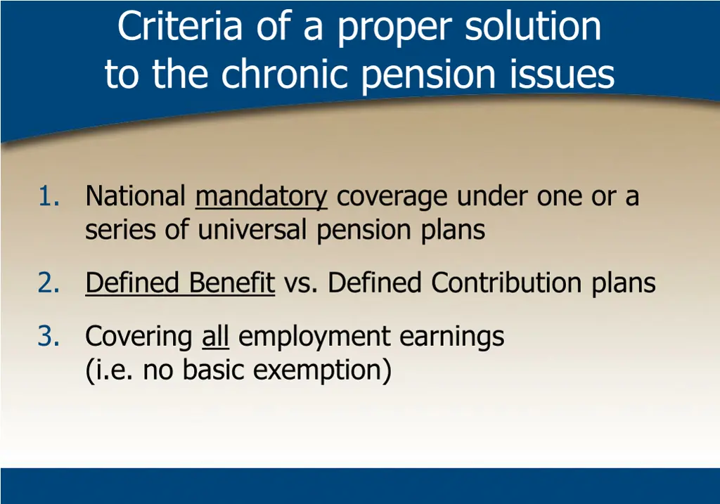 criteria of a proper solution to the chronic