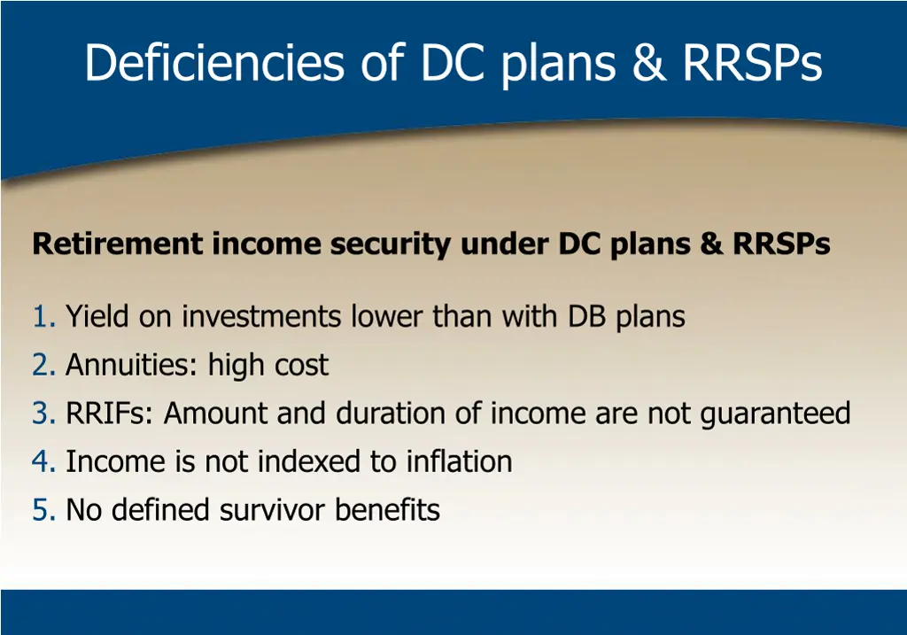 deficiencies of dc plans rrsps