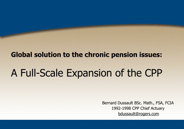 global solution to the chronic pension issues