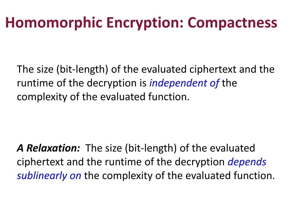 homomorphic encryption compactness