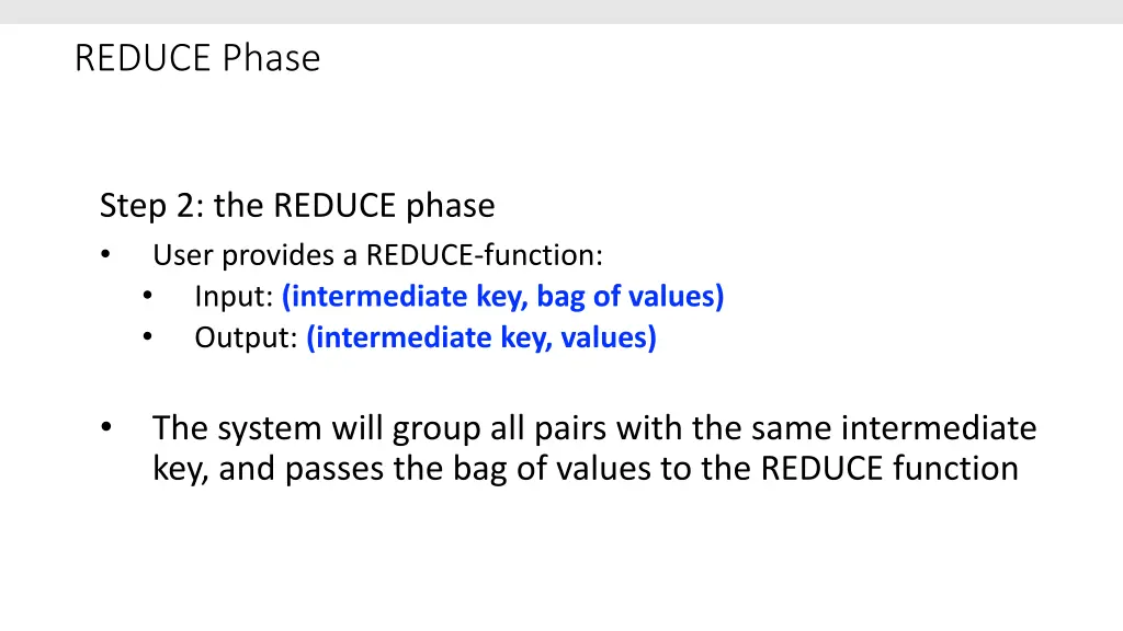 reduce phase