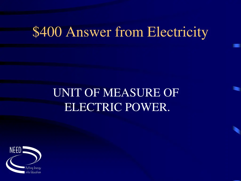 400 answer from electricity