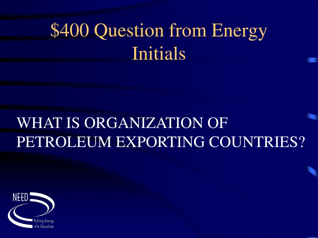 400 question from energy initials