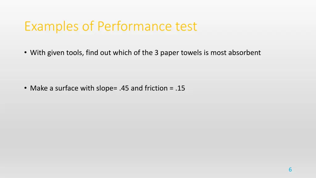 examples of performance test