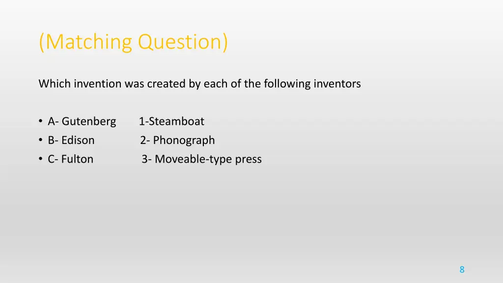 matching question