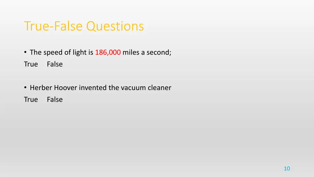 true false questions