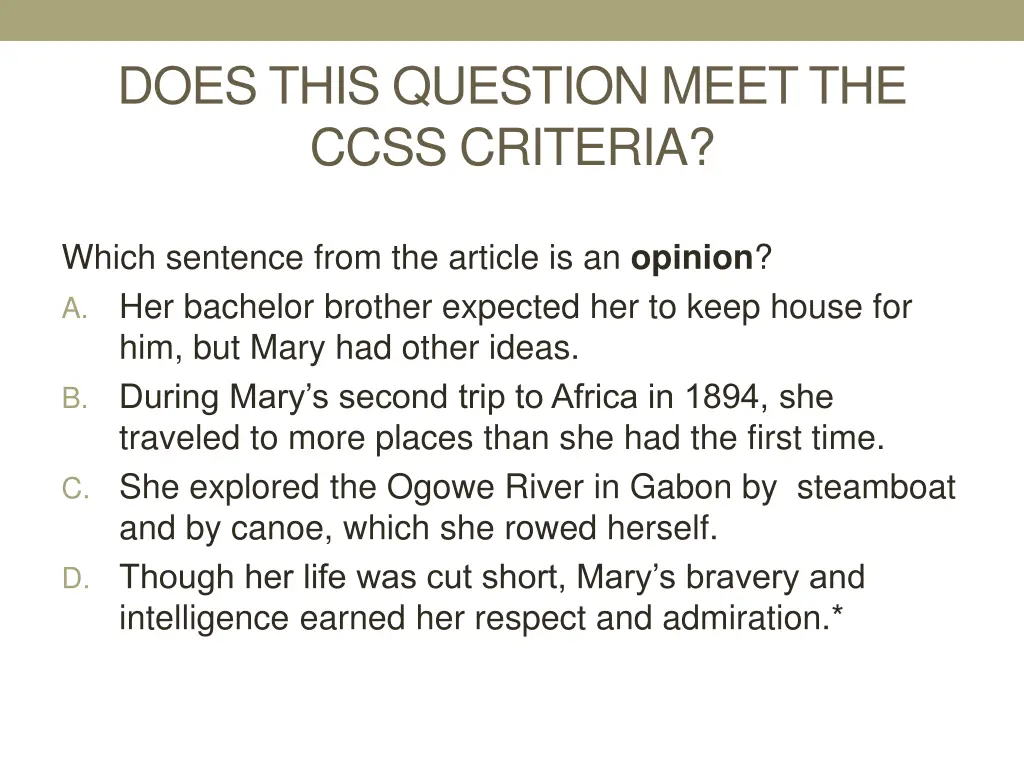 does this question meet the ccss criteria