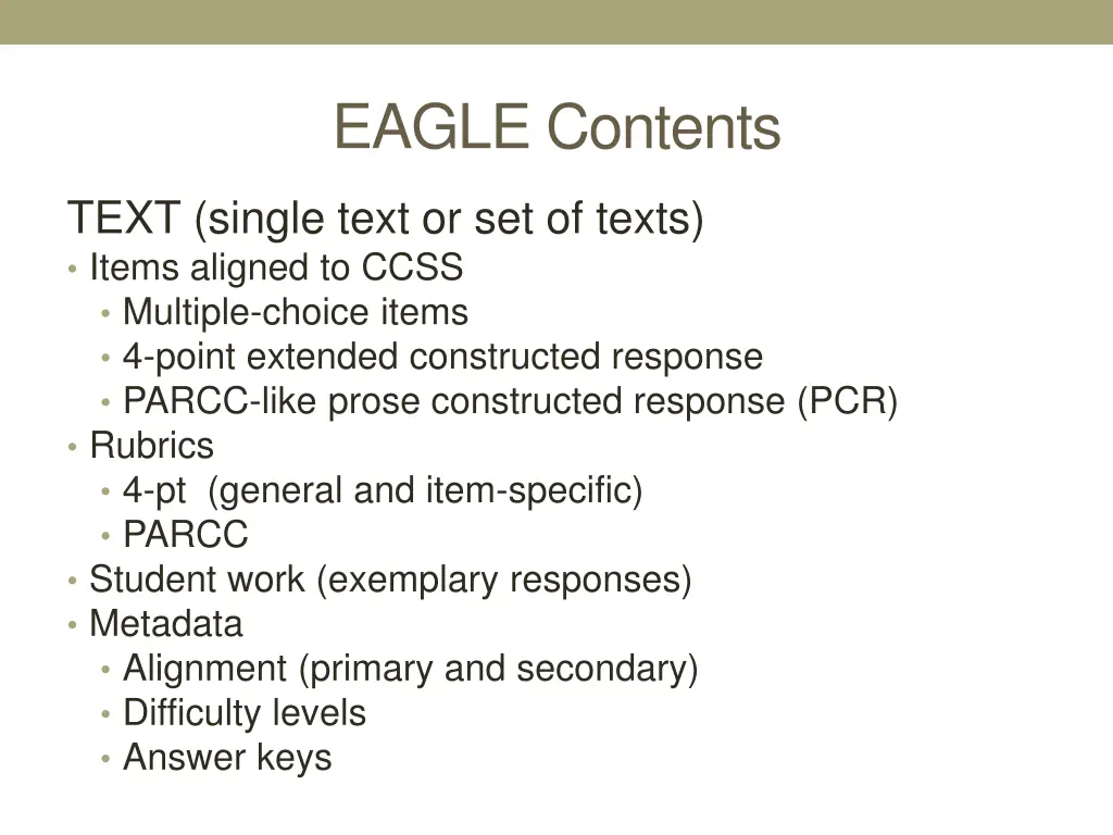 eagle contents
