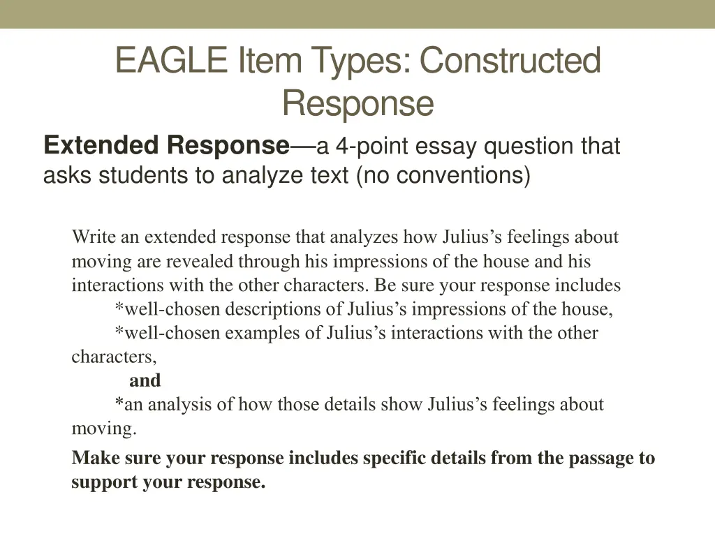 eagle item types constructed response extended