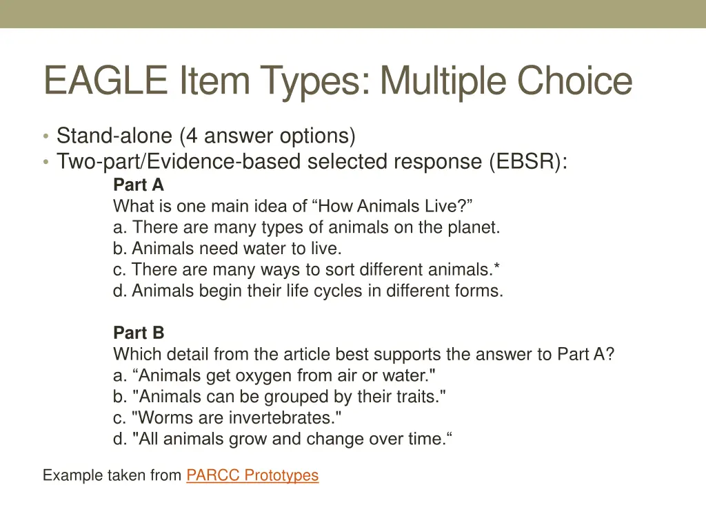 eagle item types multiple choice