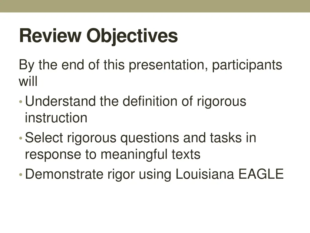 review objectives