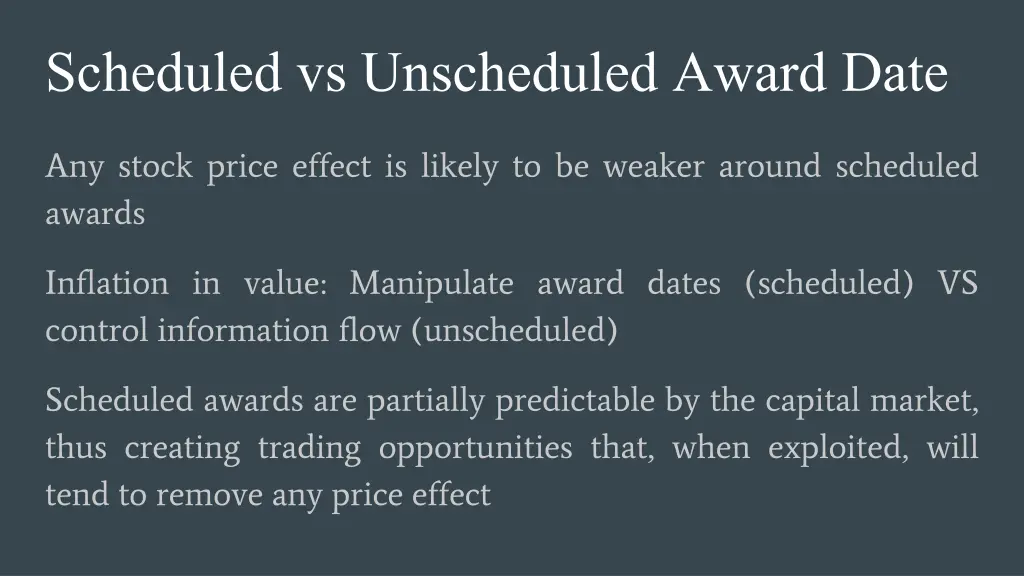 scheduled vs unscheduled award date