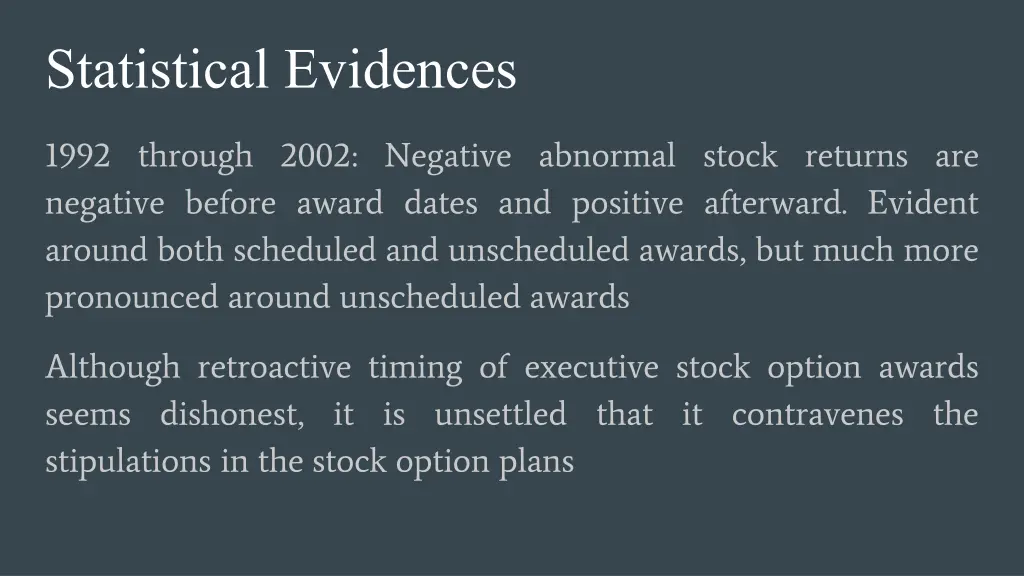 statistical evidences