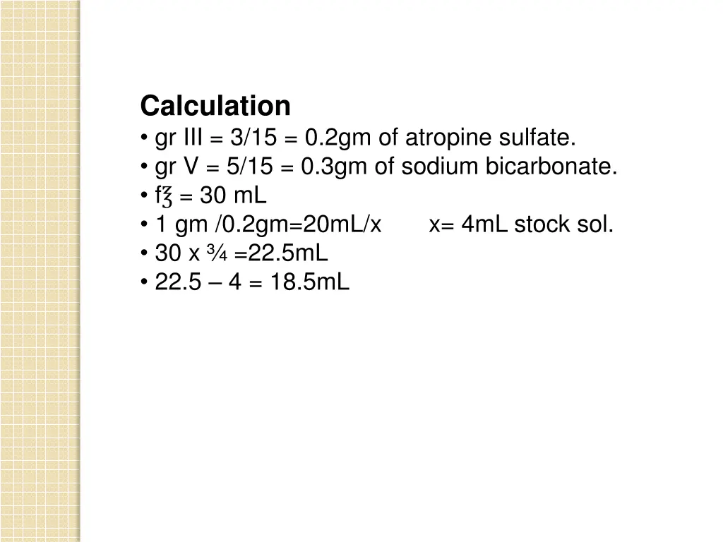 calculation gr iii 3 15 0 2gm of atropine sulfate