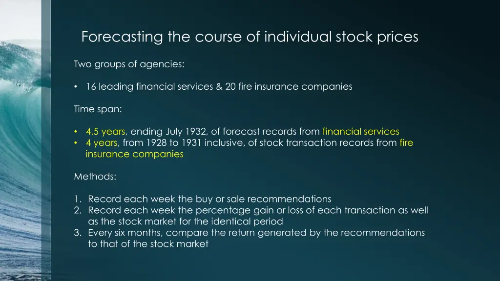 forecasting the course of individual stock prices