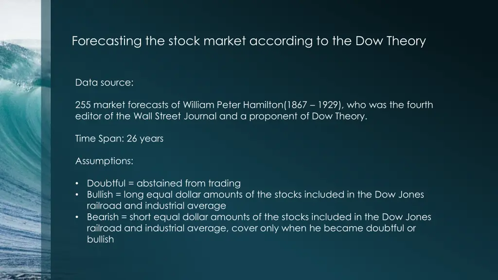 forecasting the stock market according
