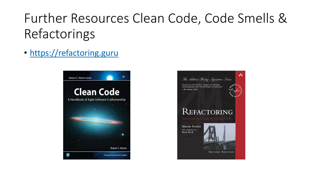 further resources clean code code smells