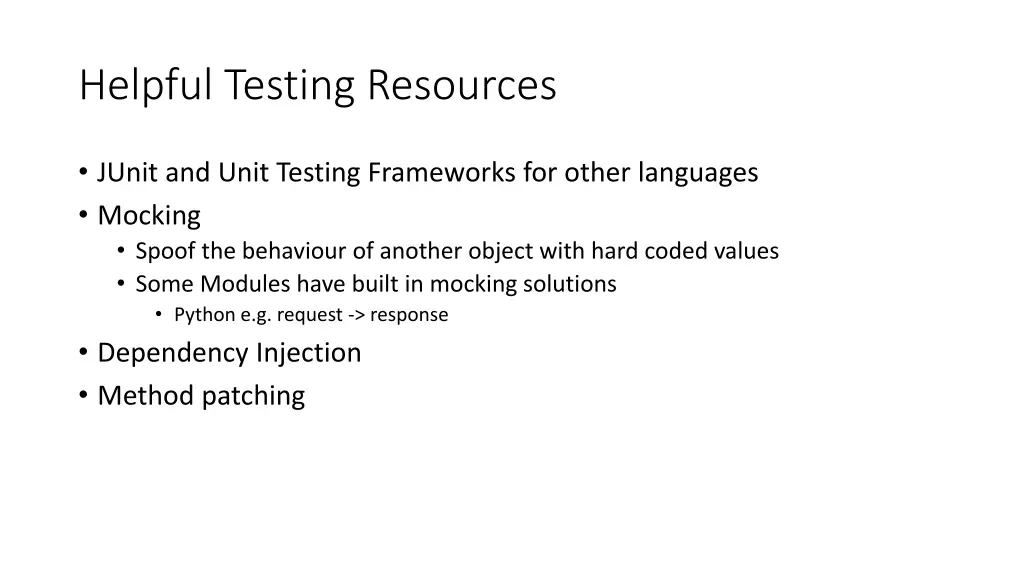 helpful testing resources