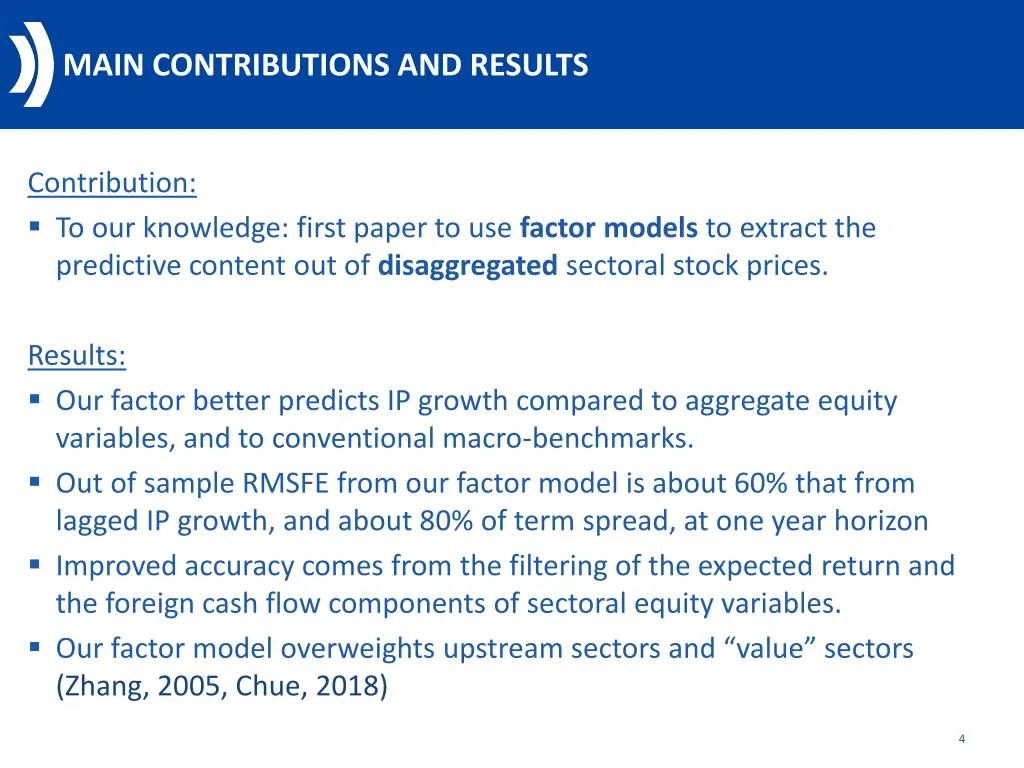 main contributions and results