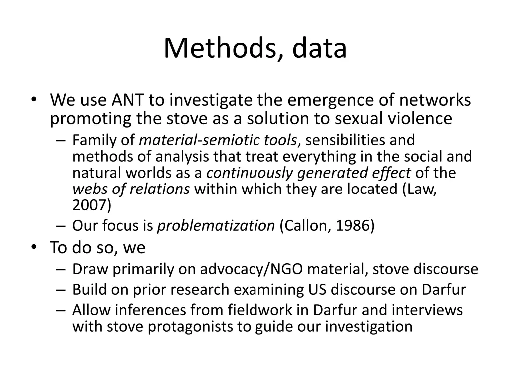 methods data