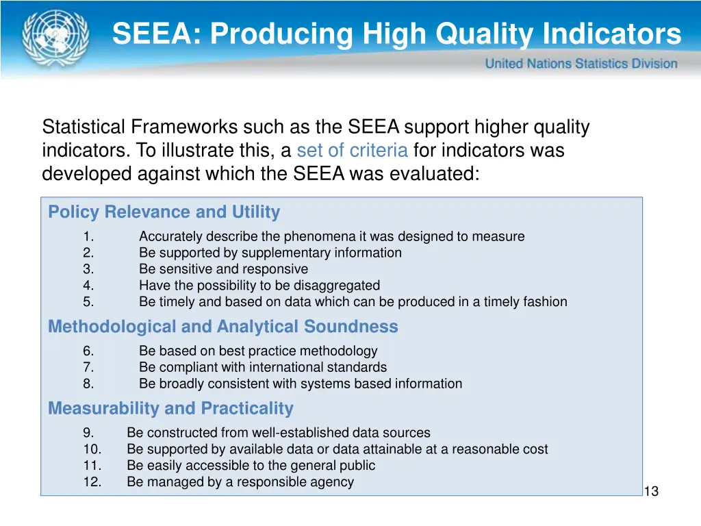 seea producing high quality indicators 1