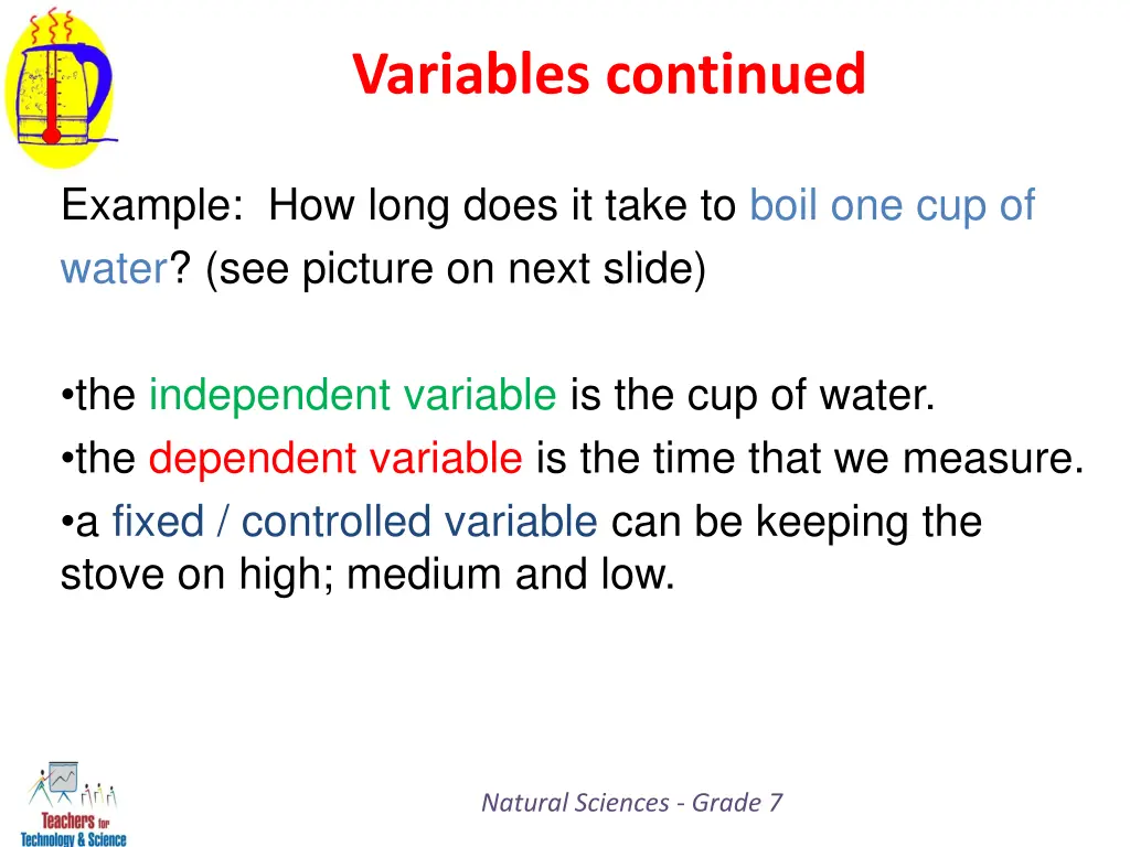variables continued