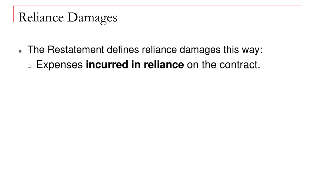 reliance damages 1