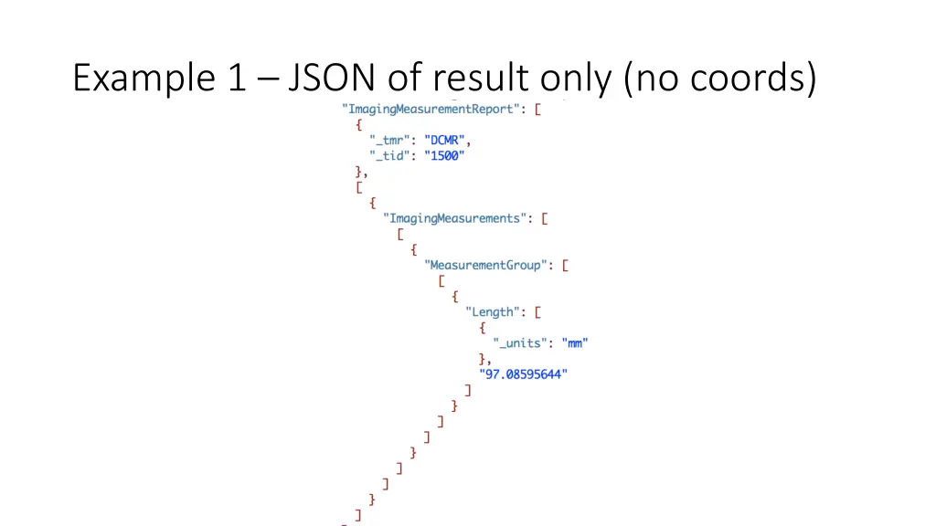 example 1 json of result only no coords