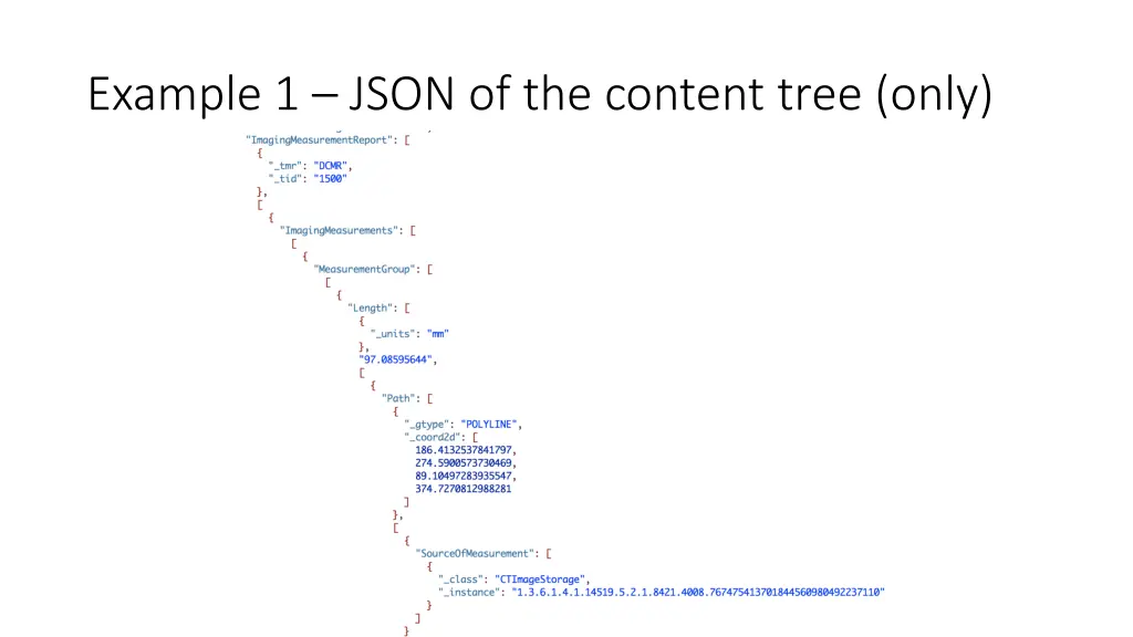 example 1 json of the content tree only