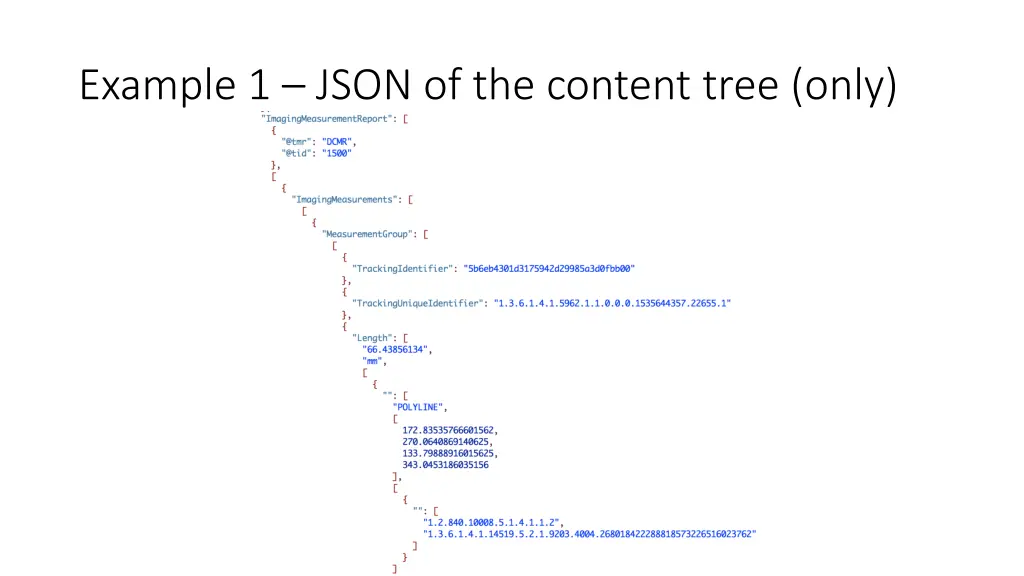 example 1 json of the content tree only